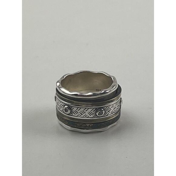 Silpada Sterling Silver & Brass with Patina Spinner Ring Isabella R3137 Size 6 - Picture 4 of 11
